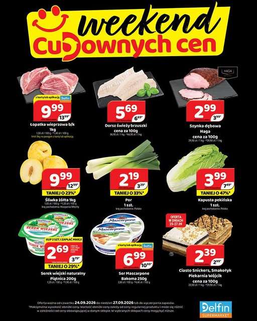 Delfin - gazetka promocyjna Weekend cudownych cen od czwartku 24.09 do niedzieli 27.09