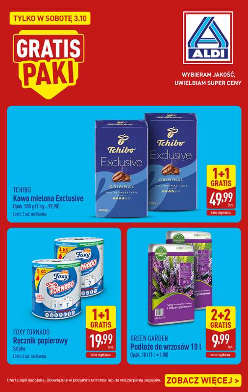 Aldi - gazetka promocyjna Najlepsze oferty na sobotę w Aldi! od soboty 03.10 do soboty 03.10