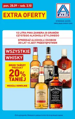Aldi - gazetka promocyjna WHISKY DRUGI TAŃSZY PRODUKT 20% TANIEJ od poniedziałku 28.09 do soboty 03.10