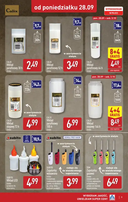 Aldi - gazetka promocyjna Światełko pamięci od poniedziałku 28.09 do soboty 03.10 - strona 9