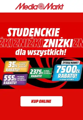 Media Markt - gazetka promocyjna Studenckie zniżki dla wszystkich! od czwartku 24.09 do niedzieli 04.10