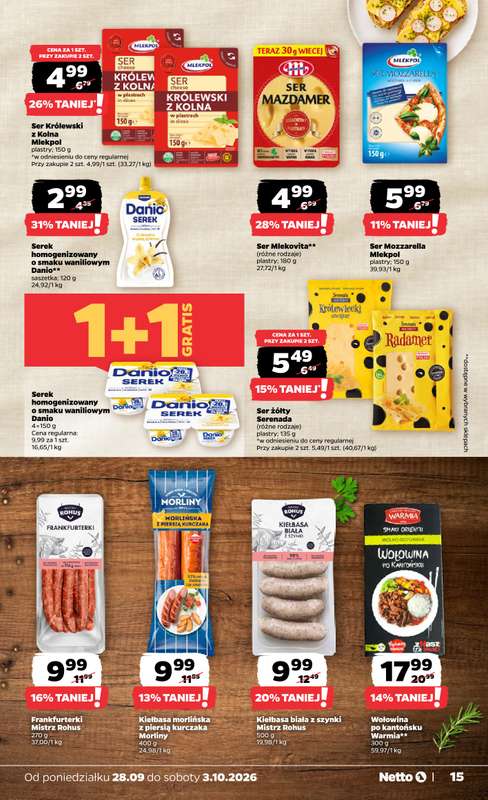 Netto - gazetka promocyjna Gazetka Spożywcza od poniedziałku 28.09 do soboty 03.10 - strona 15