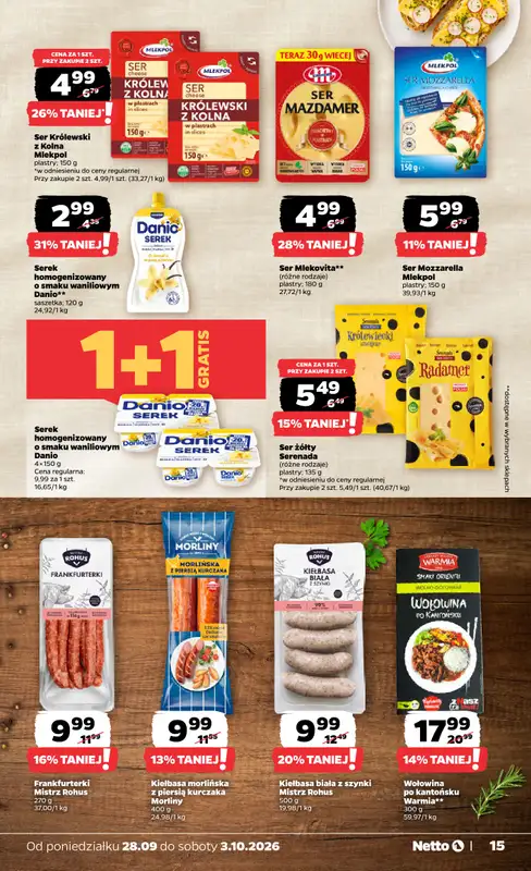 Netto - gazetka promocyjna Gazetka Spożywcza od poniedziałku 28.09 do soboty 03.10 - strona 15