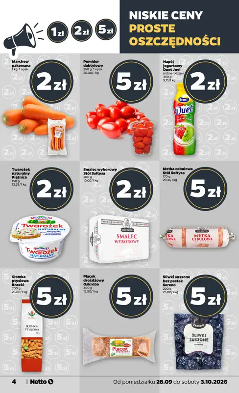 Netto - gazetka promocyjna Gazetka Spożywcza od poniedziałku 28.09 do soboty 03.10 - strona 4
