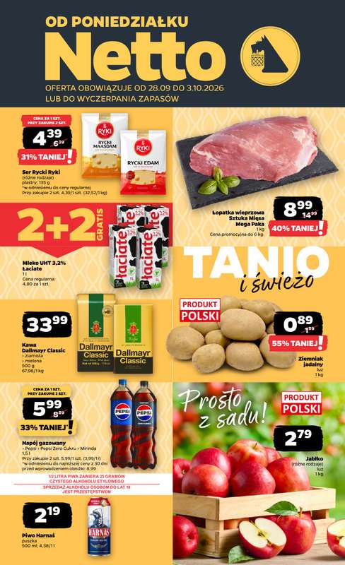 Netto - gazetka promocyjna Gazetka Spożywcza od poniedziałku 28.09 do soboty 03.10
