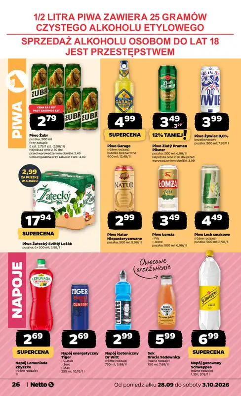 Netto - gazetka promocyjna Gazetka Spożywcza od poniedziałku 28.09 do soboty 03.10 - strona 26