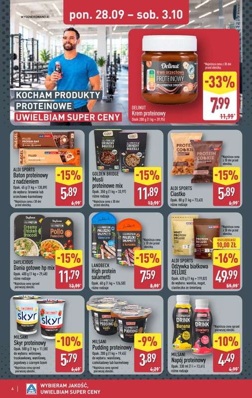 Aldi - gazetka promocyjna Produkty proteinowe w super cenach! od poniedziałku 28.09 do soboty 03.10 - strona 4