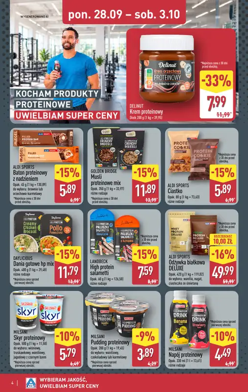 Aldi - gazetka promocyjna Produkty proteinowe w super cenach! od poniedziałku 28.09 do soboty 03.10 - strona 4