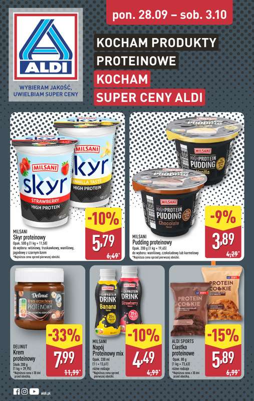 Aldi - gazetka promocyjna Produkty proteinowe w super cenach! od poniedziałku 28.09 do soboty 03.10
