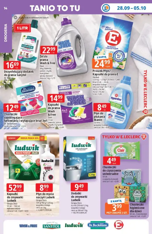 Leclerc - gazetka promocyjna Oferta E.Leclerc od poniedziałku 28.09 do poniedziałku 05.10 - strona 14