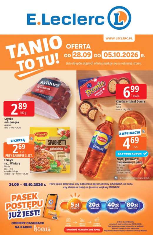 Leclerc - gazetka promocyjna Oferta E.Leclerc od poniedziałku 28.09 do poniedziałku 05.10