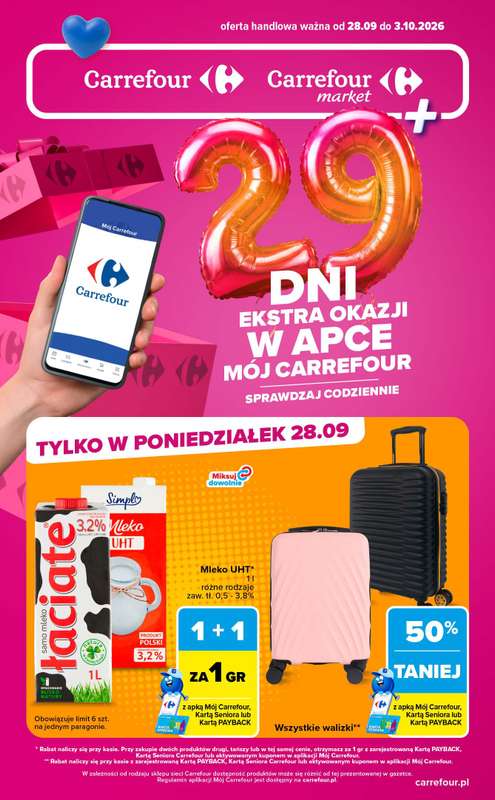 Carrefour - gazetka promocyjna Gazetka Codziennie extra okazje od poniedziałku 28.09 do soboty 03.10