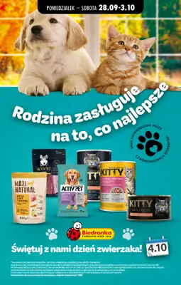 Biedronka - gazetka promocyjna Dzień zwierzaka od poniedziałku 28.09 do soboty 03.10