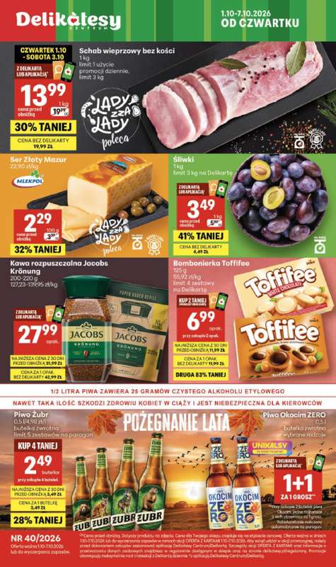 Delikatesy Centrum - gazetka promocyjna Gazetka od czwartku 01.10 do środy 07.10