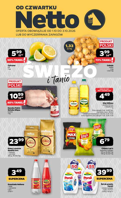Netto - gazetka promocyjna Gazetka Spożywcza od czwartku 01.10 do soboty 03.10