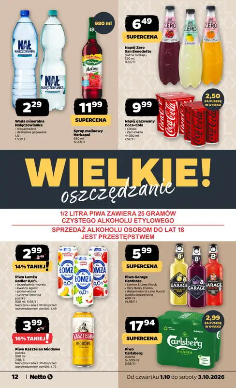 Netto - gazetka promocyjna Gazetka Spożywcza od czwartku 01.10 do soboty 03.10 - strona 12
