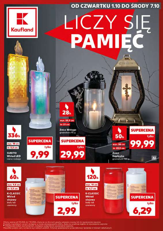 Kaufland - gazetka promocyjna Oferta Kaufland - Znicze od czwartku 01.10 do środy 07.10