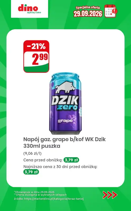 Dino - gazetka promocyjna Specjalna oferta na 29.09.2026 - promocje spoza gazetki od wtorku 29.09 do wtorku 29.09 - strona 9