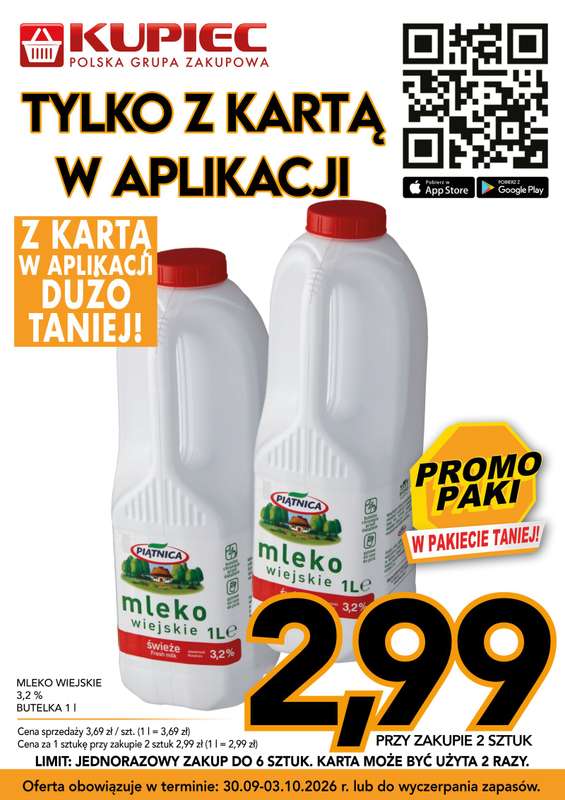 Kupiec - gazetka promocyjna Promopaki od środy 30.09 do soboty 03.10