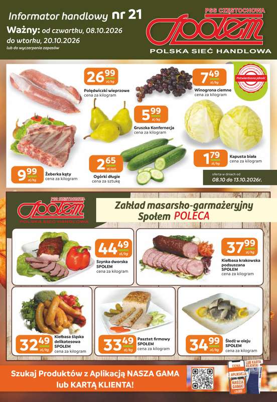 Społem Częstochowa - gazetka promocyjna Gazetka od czwartku 08.10 do wtorku 20.10