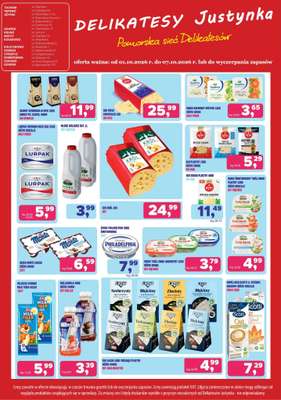 Delikatesy Justynka - gazetka promocyjna Gazetka od czwartku 01.10 do środy 07.10