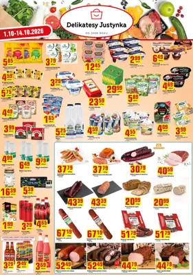 Delikatesy Justynka - gazetka promocyjna Gazetka od czwartku 01.10 do środy 14.10