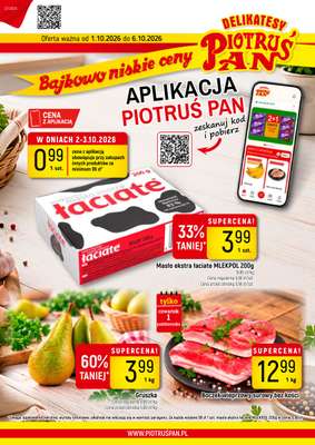 Delikatesy Piotruś Pan - gazetka promocyjna Gazetka od czwartku 01.10 do wtorku 06.10