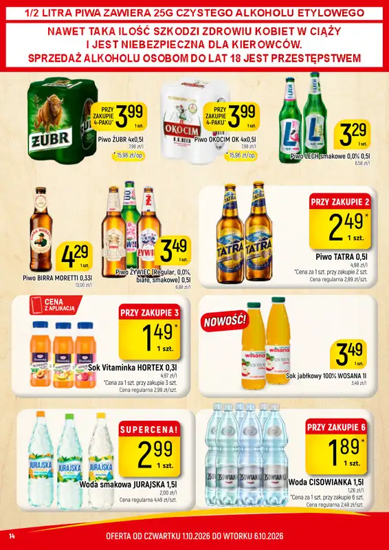 Delikatesy Piotruś Pan - gazetka promocyjna Gazetka od czwartku 01.10 do wtorku 06.10 - strona 14