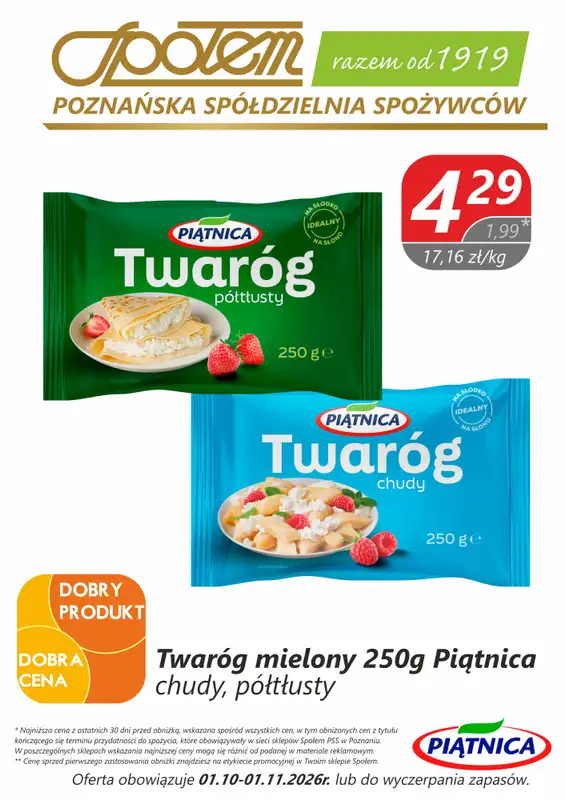 Społem - Blisko i Korzystnie - gazetka promocyjna Plakaty promocyjne PSS Poznań od czwartku 01.10 do niedzieli 01.11 - strona 4
