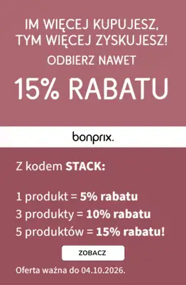 bonprix - gazetka promocyjna Do -15% z kodem na wielosztuki od czwartku 01.10 do niedzieli 04.10
