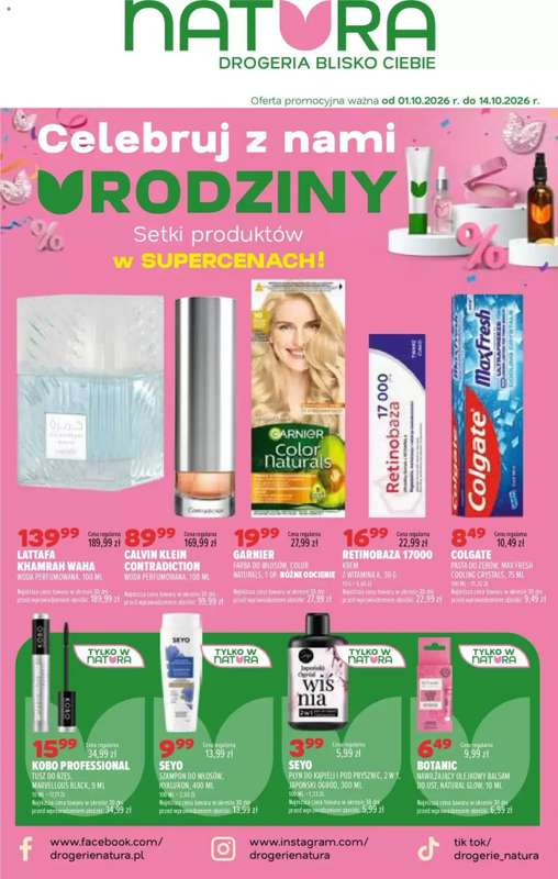 Drogerie Natura - gazetka promocyjna Gazetka od czwartku 01.10 do środy 14.10