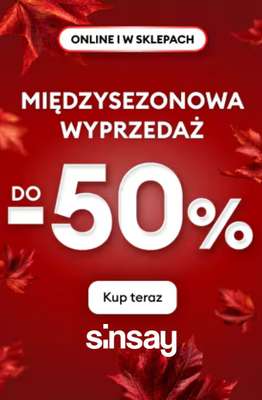 Sinsay - gazetka promocyjna Do -50% WYPRZEDAŻ MIĘDZYSEZONOWA od piątku 02.10 