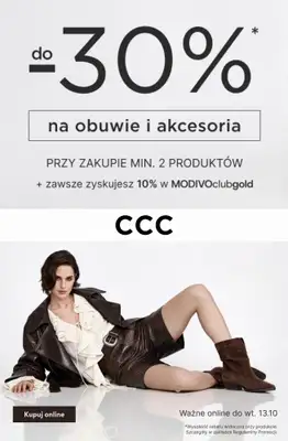 CCC - gazetka promocyjna Do -30% na obuwie i akcesoria od piątku 02.10 do wtorku 13.10