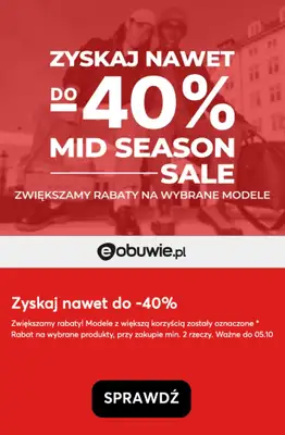 eobuwie.pl - gazetka promocyjna Teraz nawet do -40% od piątku 02.10 do poniedziałku 05.10