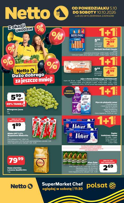Netto - gazetka promocyjna Gazetka Spożywcza od poniedziałku 05.10 do soboty 10.10