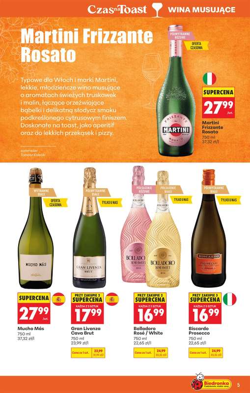 Biedronka - gazetka promocyjna Czas na Toast! od poniedziałku 05.10 do soboty 17.10 - strona 5