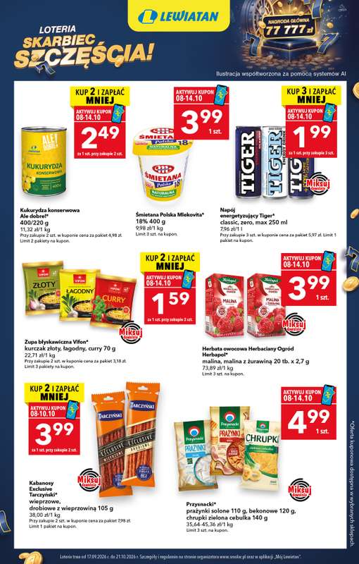 LEWIATAN - gazetka promocyjna Loteria Skarbiec Szczęścia od czwartku 08.10 do środy 14.10