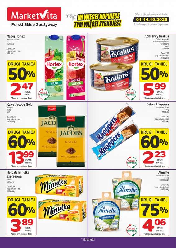Marketvita - gazetka promocyjna Wielosztuki od wtorku 06.10 do środy 14.10
