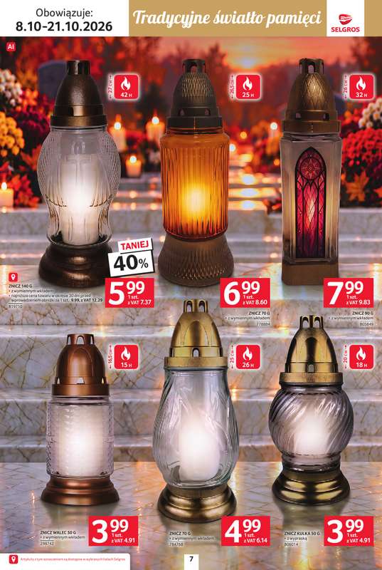 Selgros - gazetka promocyjna Katalog Wszystkich świętych od czwartku 08.10 do środy 21.10 - strona 7