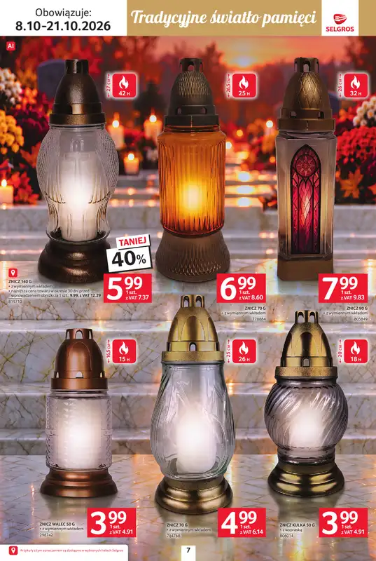 Selgros - gazetka promocyjna Katalog Wszystkich świętych od czwartku 08.10 do środy 21.10 - strona 7