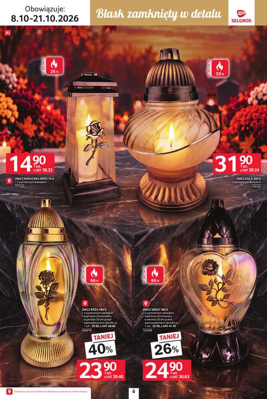 Selgros - gazetka promocyjna Katalog Wszystkich świętych od czwartku 08.10 do środy 21.10 - strona 6
