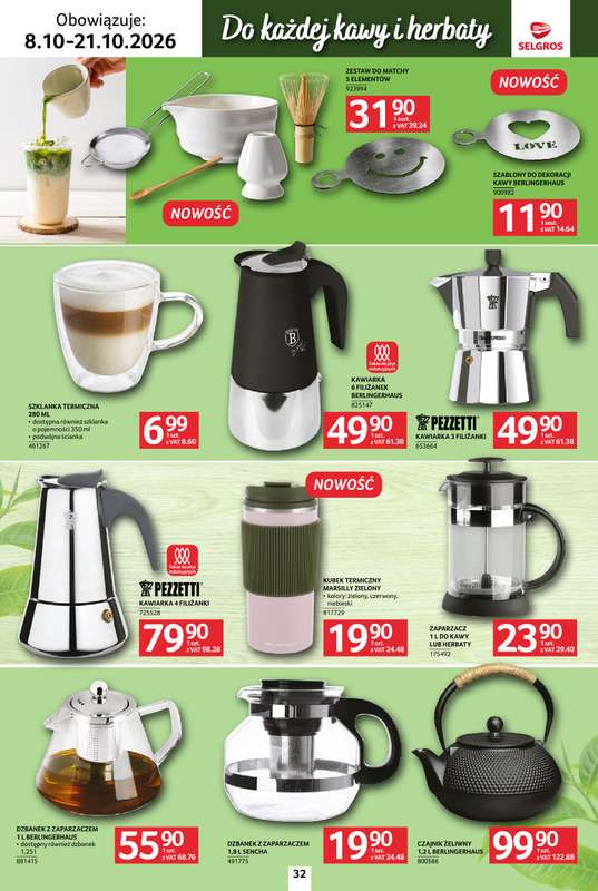 Selgros - gazetka promocyjna Katalog kawa herbata od czwartku 08.10 do środy 21.10 - strona 32
