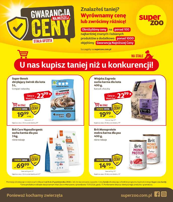Super Zoo - gazetka promocyjna Gazetka od czwartku 08.10 do środy 21.10