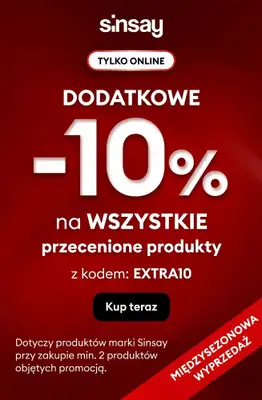 Sinsay - gazetka promocyjna EXTRA -10% na WYPRZEDAŻ przy zakupie min. 2 szt. od wtorku 06.10 