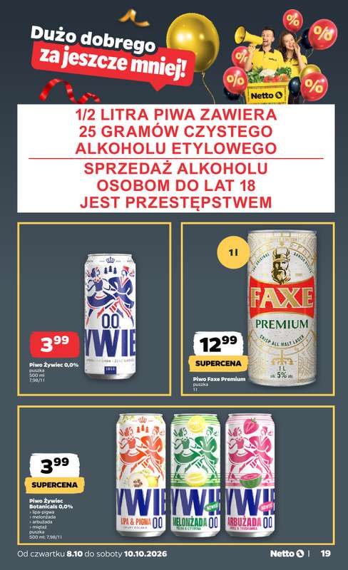 Netto - gazetka promocyjna Gazetka Spożywcza od czwartku 08.10 do soboty 10.10 - strona 19