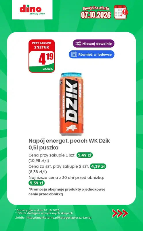 Dino - gazetka promocyjna Specjalna oferta na 07.10.2026 - promocje spoza gazetki od środy 07.10 do środy 07.10 - strona 7