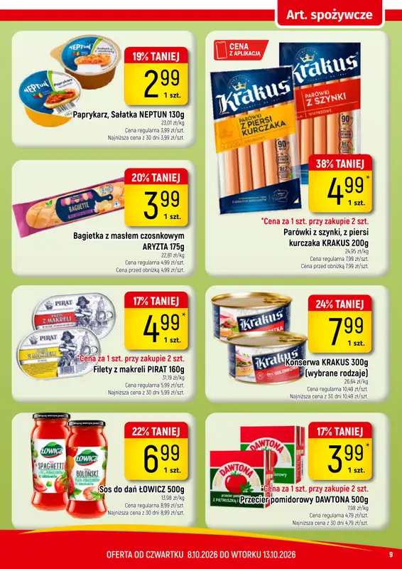 Delikatesy Piotruś Pan - gazetka promocyjna Gazetka od czwartku 08.10 do wtorku 13.10 - strona 9