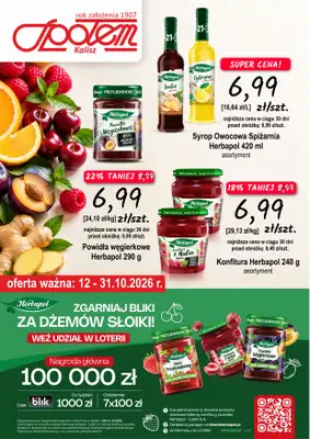 Społem - Blisko i Korzystnie - gazetka promocyjna Plakat promocyjny PSS Kalisz od poniedziałku 12.10 do soboty 31.10