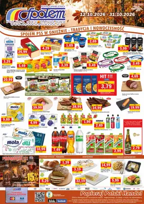 Społem - Blisko i Korzystnie - gazetka promocyjna Plakat promocyjny PSS Gniezno od poniedziałku 12.10 do soboty 31.10