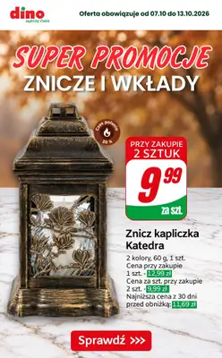 Dino - gazetka promocyjna Super promocje na znicze i wkłady od piątku 09.10 do wtorku 13.10